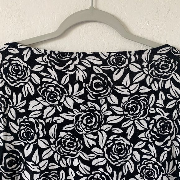 Talbots Womens Blouse Floral Rose Size L Boatneck 3/4 Sleeve Casual Summer Top - Picture 8 of 10